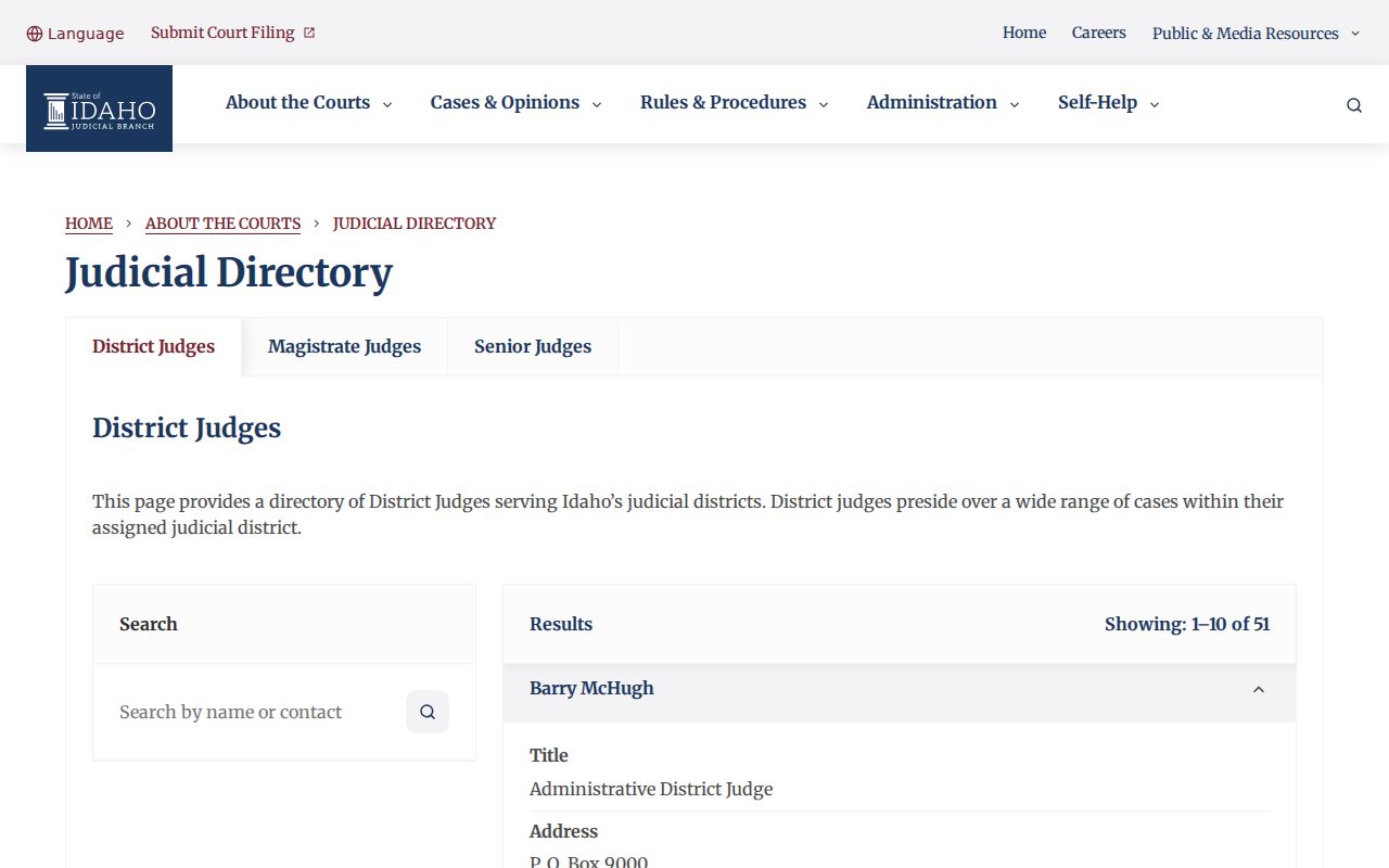 Hayden criminal record Idaho judicial directory