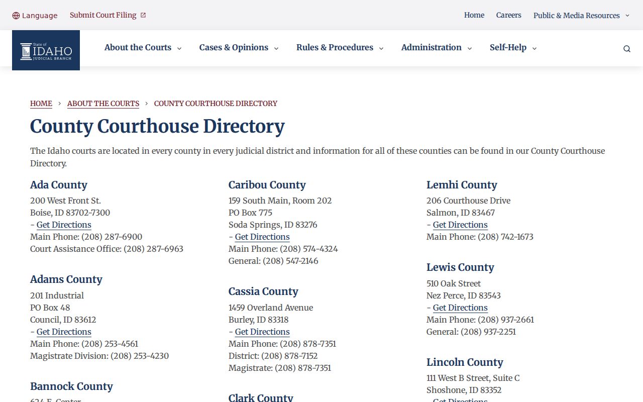 Kootenai County criminal history official courthouse directory