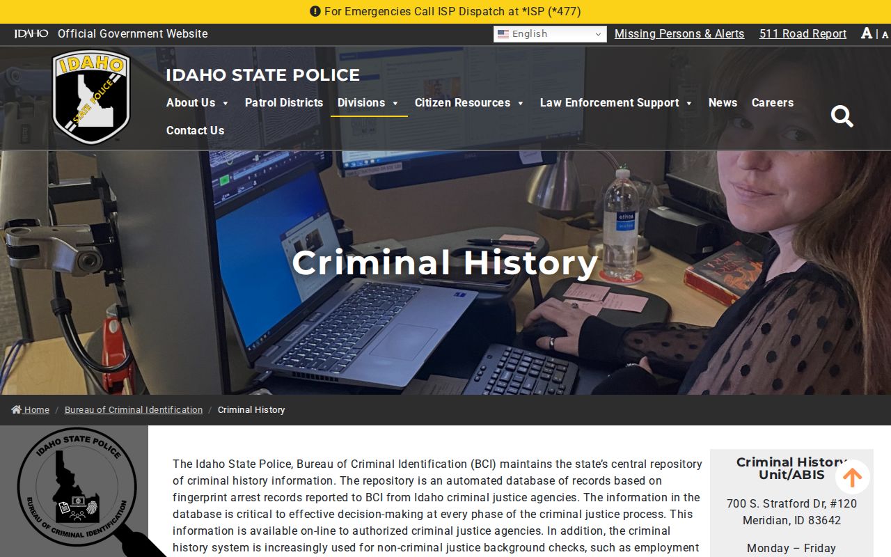 Kootenai County criminal history Idaho BCI repository scope