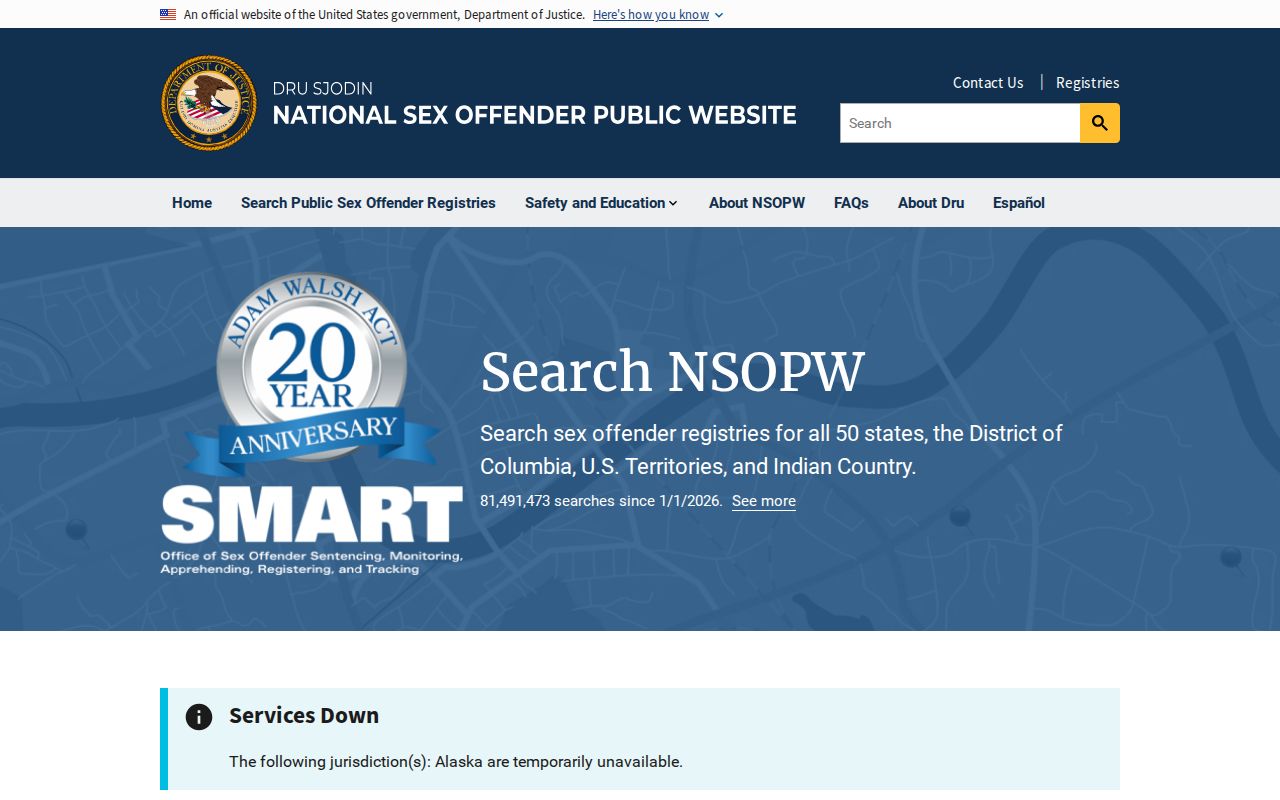 National Sex Offender Public Website used with Kootenai County registry research