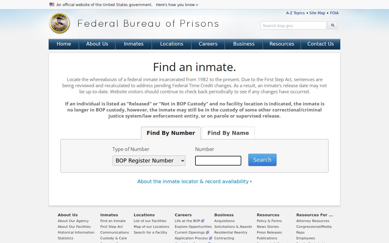 Federal Bureau of Prisons locator as a separate custody source