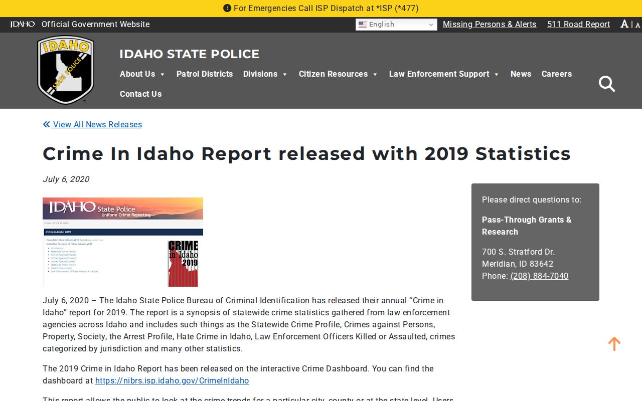 Post Falls criminal records Crime in Idaho statistics